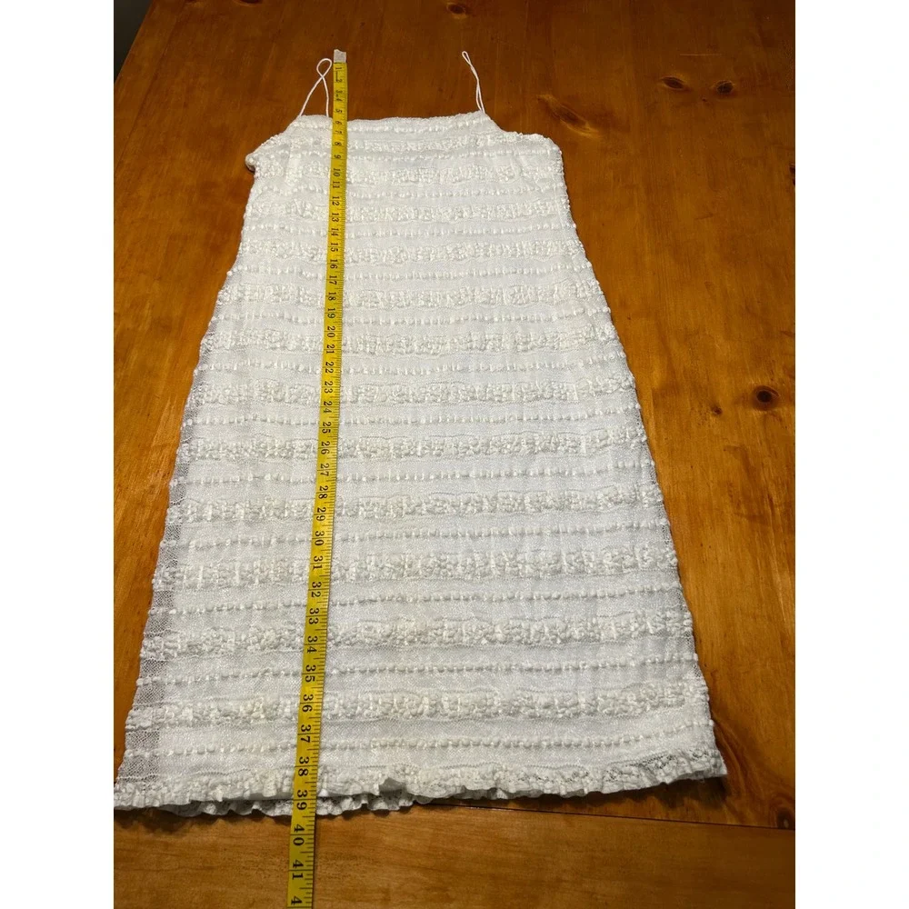 Ralph Lauren Romantic White Lace Spaghetti Strap Sheath Dress Pom Pom Detail - Picture 4 of 13